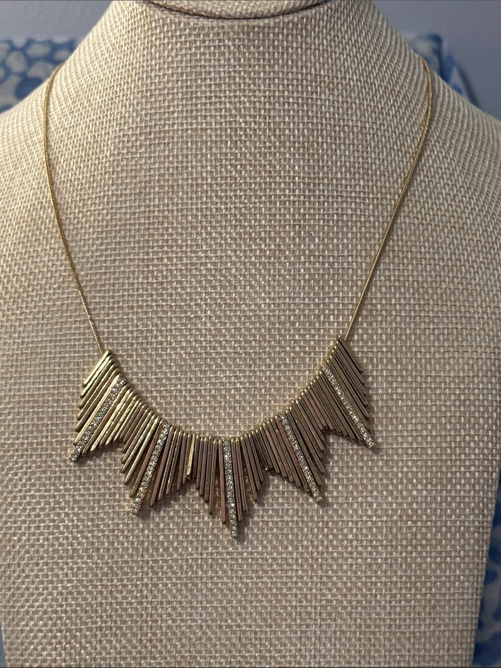 Kohl's Gold Spike Fringe Necklace with Pavé Accents